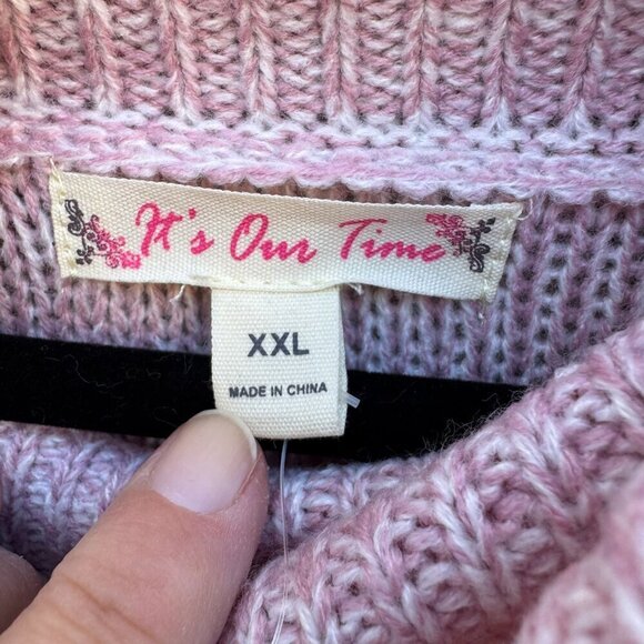 Its Our Time Womens Pink Cowl Neck Waffle Knit Long Sleeve Tunic Sweater New XXL - Picture 5 of 10